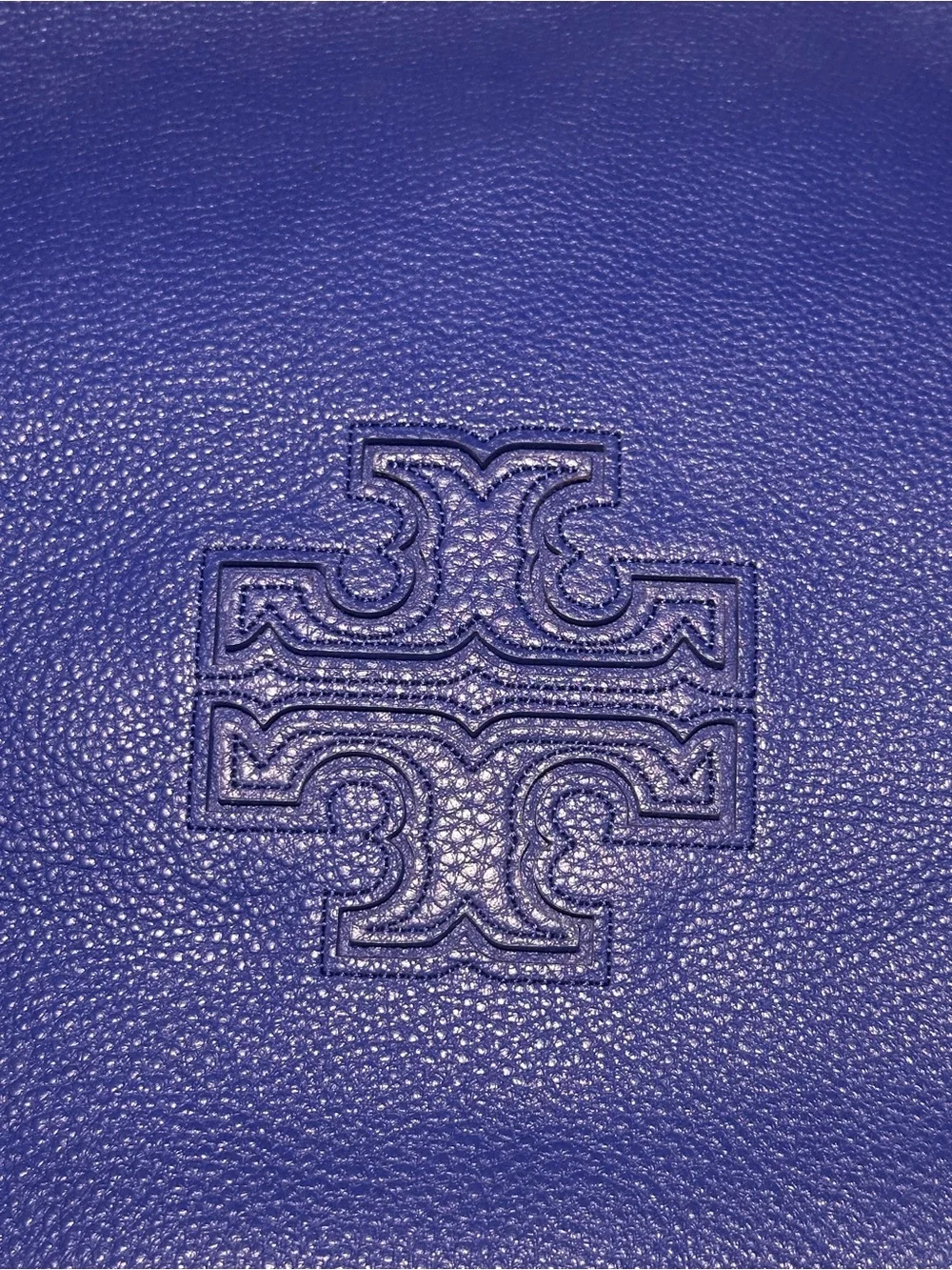 Tory Burch Harper Cobalt Blue Pebbled Leather Shoulder Tote Bag